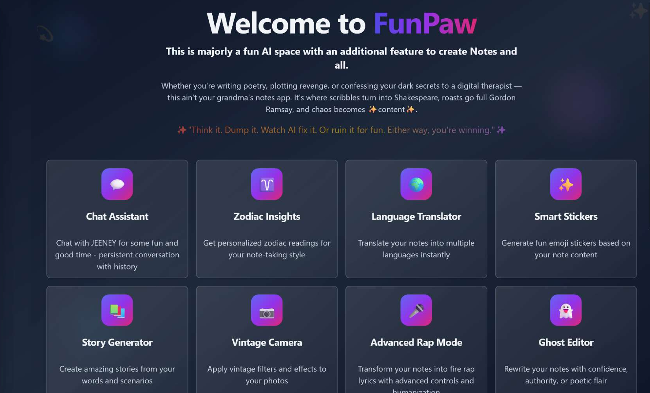 FunPaws interface preview